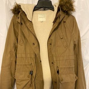 Women's Utility Jacket 3-Piece Coat. S. Tan. Hood.